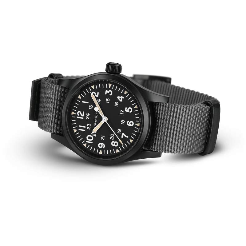 Montre Hamilton homme automatique acier Nato noir - vue D3