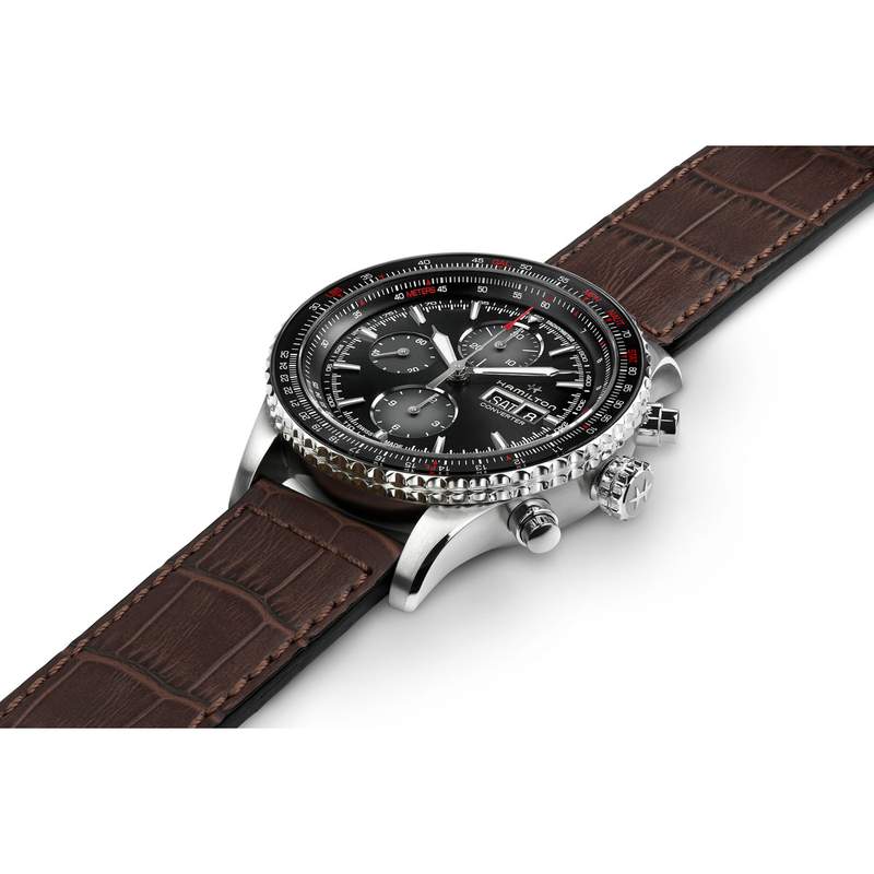 MONTRE HAMILTON HOMME AUTOMATIQUE ACIER CUIR MARRON - vue 2