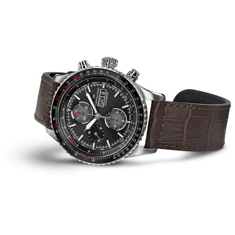 MONTRE HAMILTON HOMME AUTOMATIQUE ACIER CUIR MARRON - vue D3