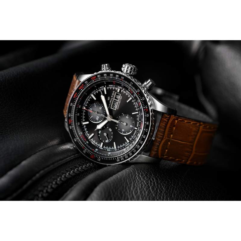 MONTRE HAMILTON HOMME AUTOMATIQUE ACIER CUIR MARRON - vue D6