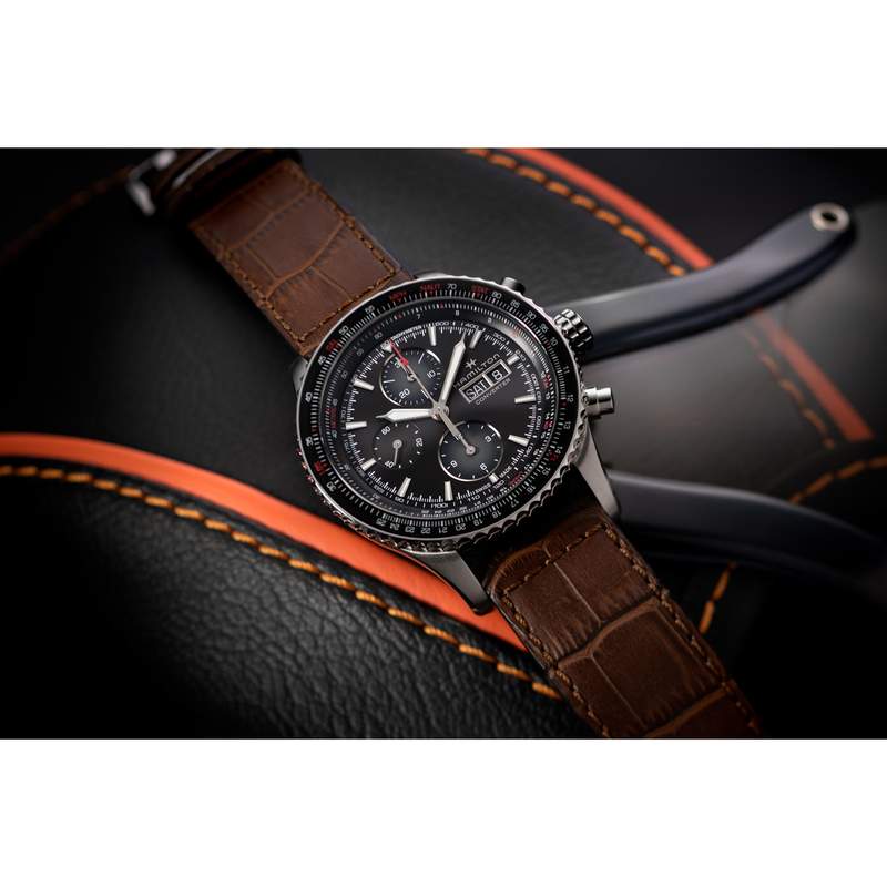 MONTRE HAMILTON HOMME AUTOMATIQUE ACIER CUIR MARRON - vue D7