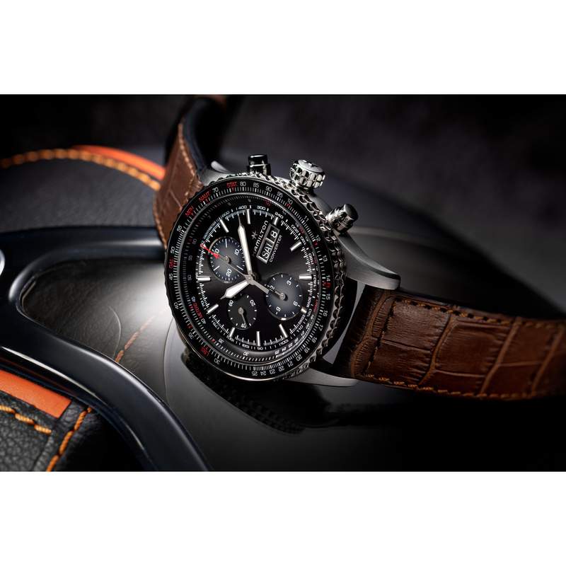 MONTRE HAMILTON HOMME AUTOMATIQUE ACIER CUIR MARRON - vue D8