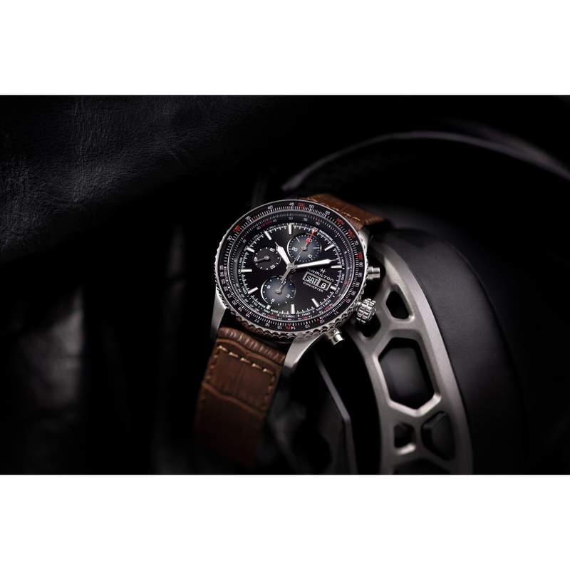 MONTRE HAMILTON HOMME AUTOMATIQUE ACIER CUIR MARRON - vue D9