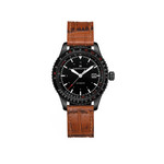 MONTRE HAMILTON HOMME AUTOMATIQUE ACIER NOIR CUIR MARRON - vue 1