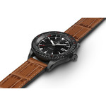 MONTRE HAMILTON HOMME AUTOMATIQUE ACIER NOIR CUIR MARRON - vue 2