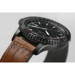 MONTRE HAMILTON HOMME AUTOMATIQUE ACIER NOIR CUIR MARRON - vue D2