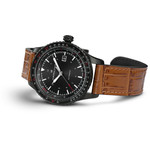 MONTRE HAMILTON HOMME AUTOMATIQUE ACIER NOIR CUIR MARRON - vue D3