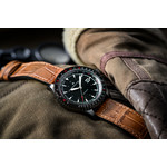 MONTRE HAMILTON HOMME AUTOMATIQUE ACIER NOIR CUIR MARRON - vue D4