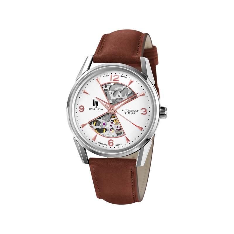 Montre Lip homme acier cuir marron - vue 1