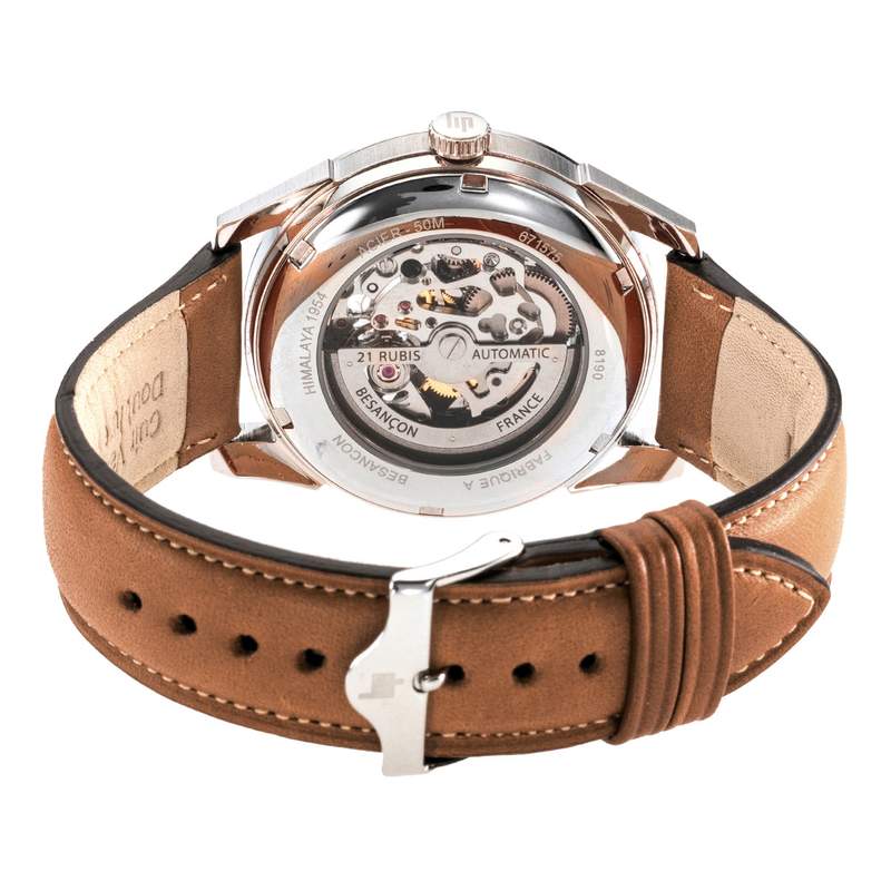 Montre Lip homme acier cuir marron - vue 3