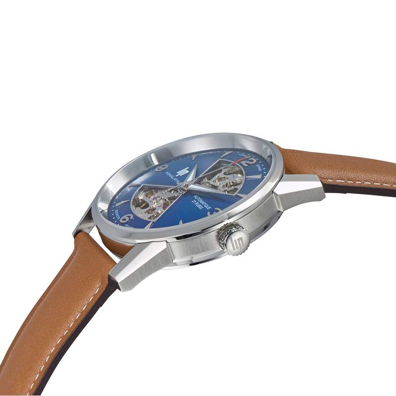 Montre Lip homme acier cuir marron - vue D2