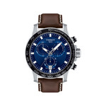 Montre Tissot homme chronographe acier cuir marron - vue 1