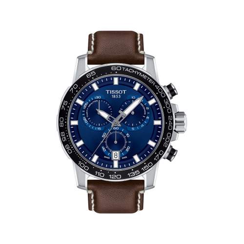 Montre Tissot homme chronographe acier cuir marron