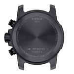 Montre Tissot homme chronographe acier noir cuir marron - vue D1
