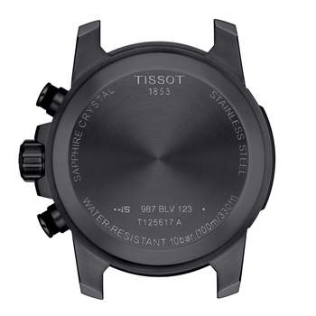 Tissot heren chronograaf horloge staal zwart leer bruin