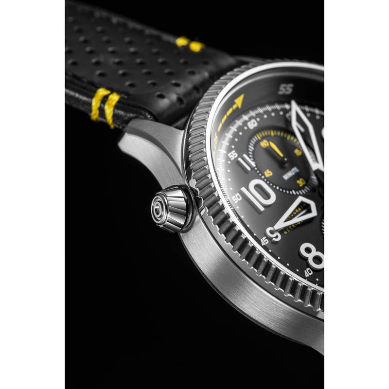 Montre AVI-8 homme chronographe acier cuir noir - vue D2
