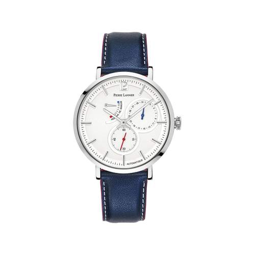 Montre Pierre Lannier homme acier cuir bleu