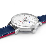 Montre Pierre Lannier homme acier cuir bleu - vue D1