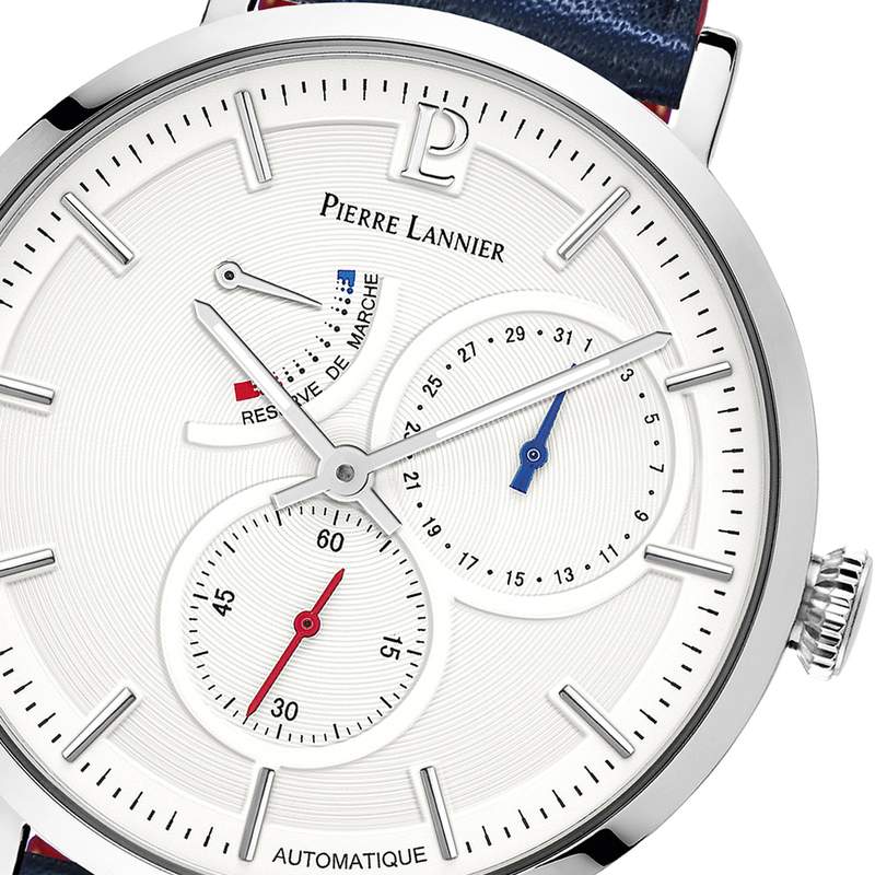 Montre Pierre Lannier homme acier cuir bleu - vue D3