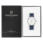 Montre Pierre Lannier homme acier cuir bleu - vue D5