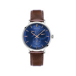 Montre Pierre Lannier homme automatique acier cuir brun - vue 1