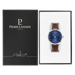 Montre Pierre Lannier homme automatique acier cuir brun - vue D5