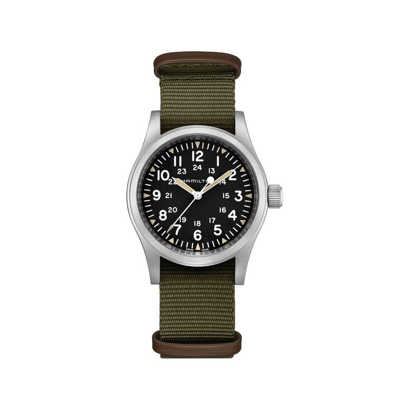 Montre Hamilton homme mécanique acier tissu vert - vue 1
