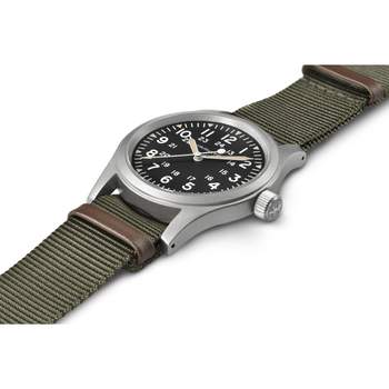 Montre Hamilton homme mécanique acier tissu vert