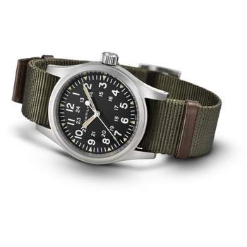 Montre Hamilton homme mécanique acier tissu vert