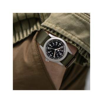 Montre Hamilton homme mécanique acier tissu vert