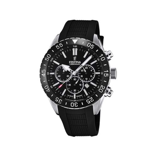 Montre Festina homme chronographe acier caoutchouc noir