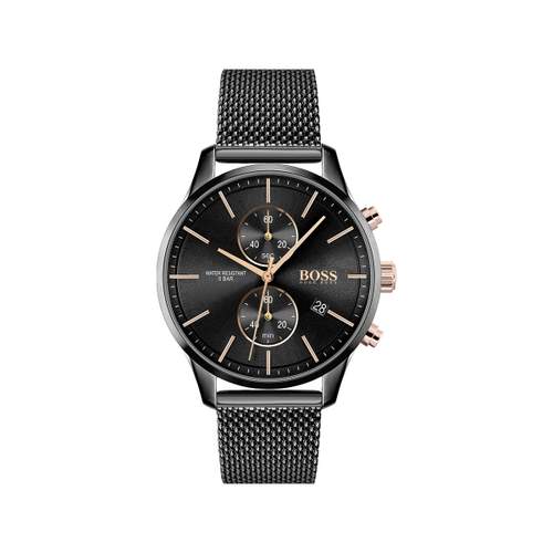 Montre Boss homme chronographe acier noir
