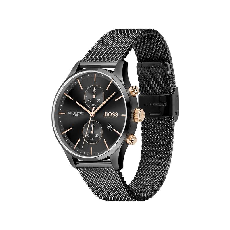 Montre Boss homme chronographe acier noir - vue 2