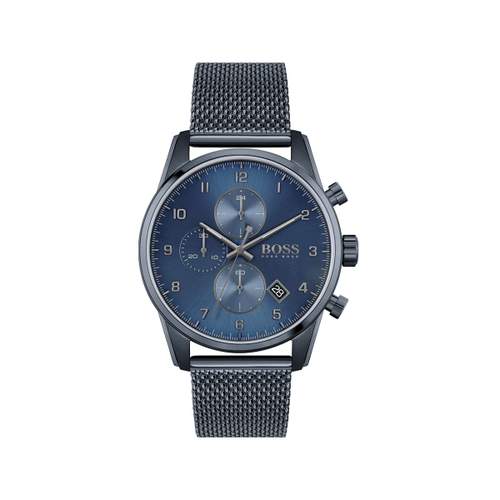 Montre Boss homme chronographe acier bleu
