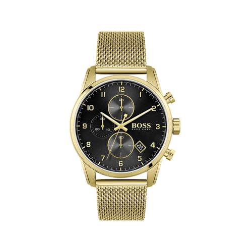 Montre Boss homme chronographe acier doré jaune