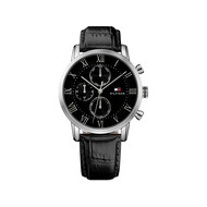 Mouvement Tommy Hilfiger homme acier cuir noir