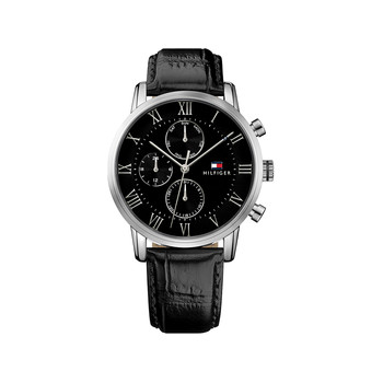 Mouvement Tommy Hilfiger homme acier cuir noir