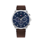 Montre Tommy Hilfiger homme acier cuir marron - vue 1