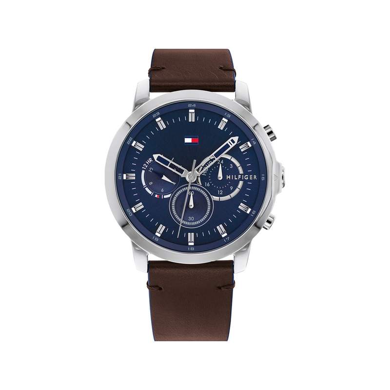 Montre Tommy Hilfiger homme acier cuir marron - vue 1