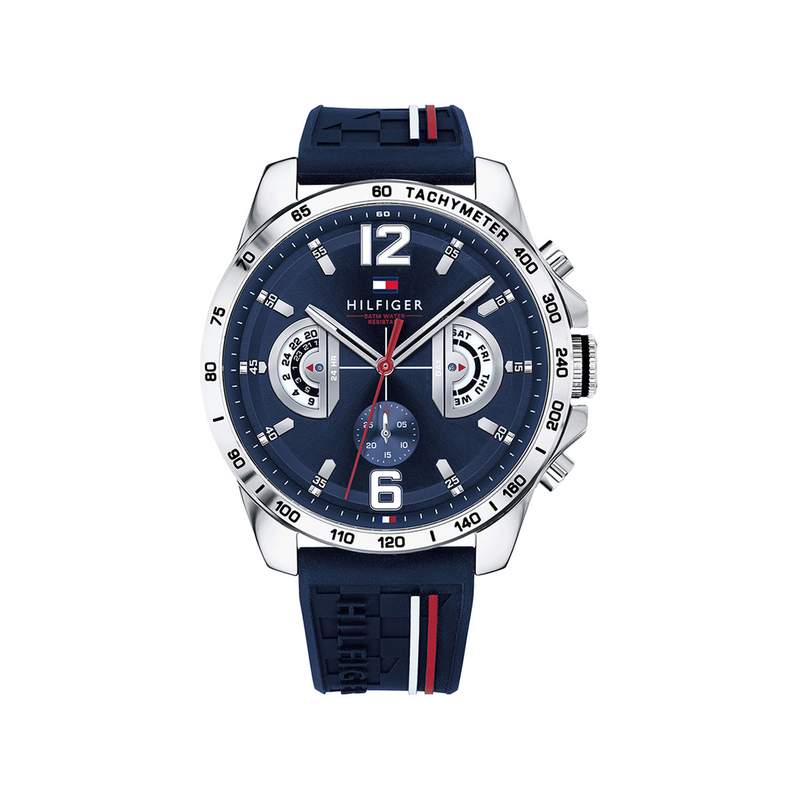 Montre Tommy Hilfiger homme acier silicone bleu - vue 1