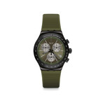 Montre Swatch homme acier noir caoutchouc vert - vue 1