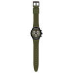 Montre Swatch homme acier noir caoutchouc vert - vue D1