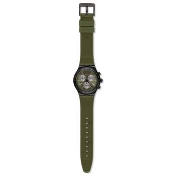 Swatch-herenhorloge van zwart staal met groen rubber