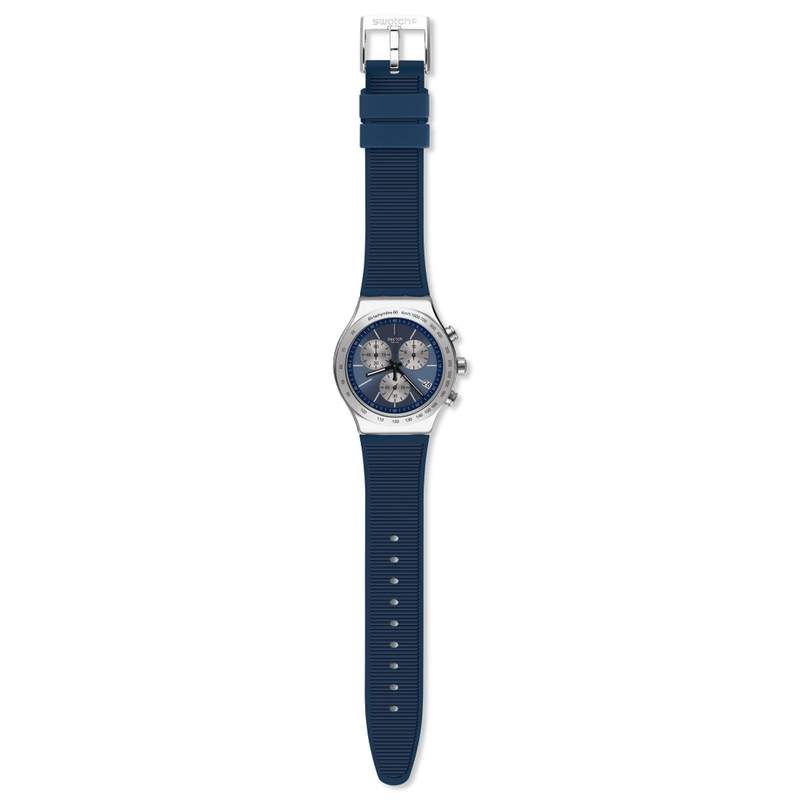 Montre Swatch homme acier caoutchouc bleu - vue D1