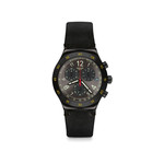 Montre Swatch homme acier noir cuir noir - vue 1