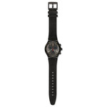 Montre Swatch homme acier noir cuir noir - vue D1