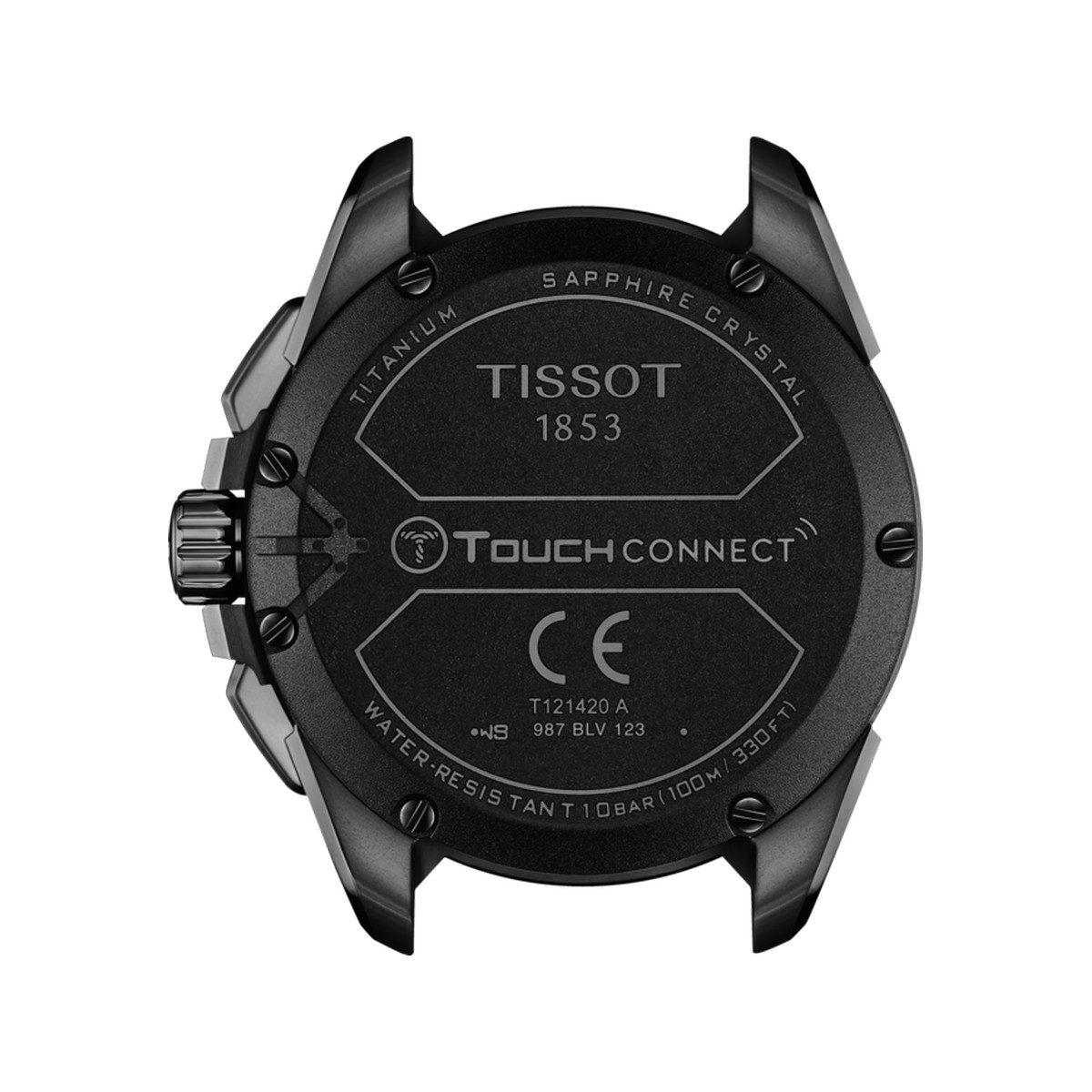 Montre Tissot homme titane noir bracelet caoutchouc noir - vue 3