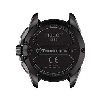 Tissot men's black titanium watch with black rubber strap