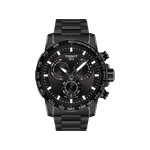 Montre TISSOT T-SPORT SUPERSPORT CHRONO homme chronographe cadran noir bracelet PVD noir - vue 1