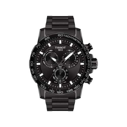 Montre TISSOT T-SPORT SUPERSPORT CHRONO homme chronographe cadran noir bracelet PVD noir
